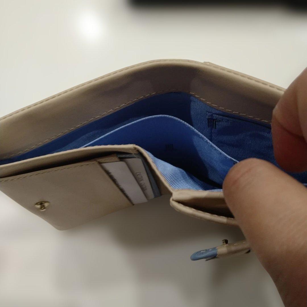 LANVIN ベージュ リボン付き二つ折り財布