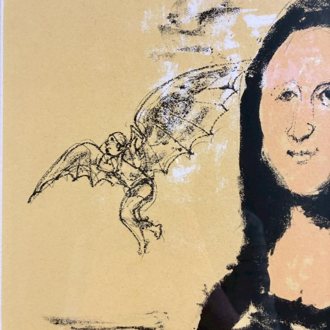 美品 福沢一郎「モナリザ」リトグラフ 直筆サイン入り 額縁入り シュルレアリスム