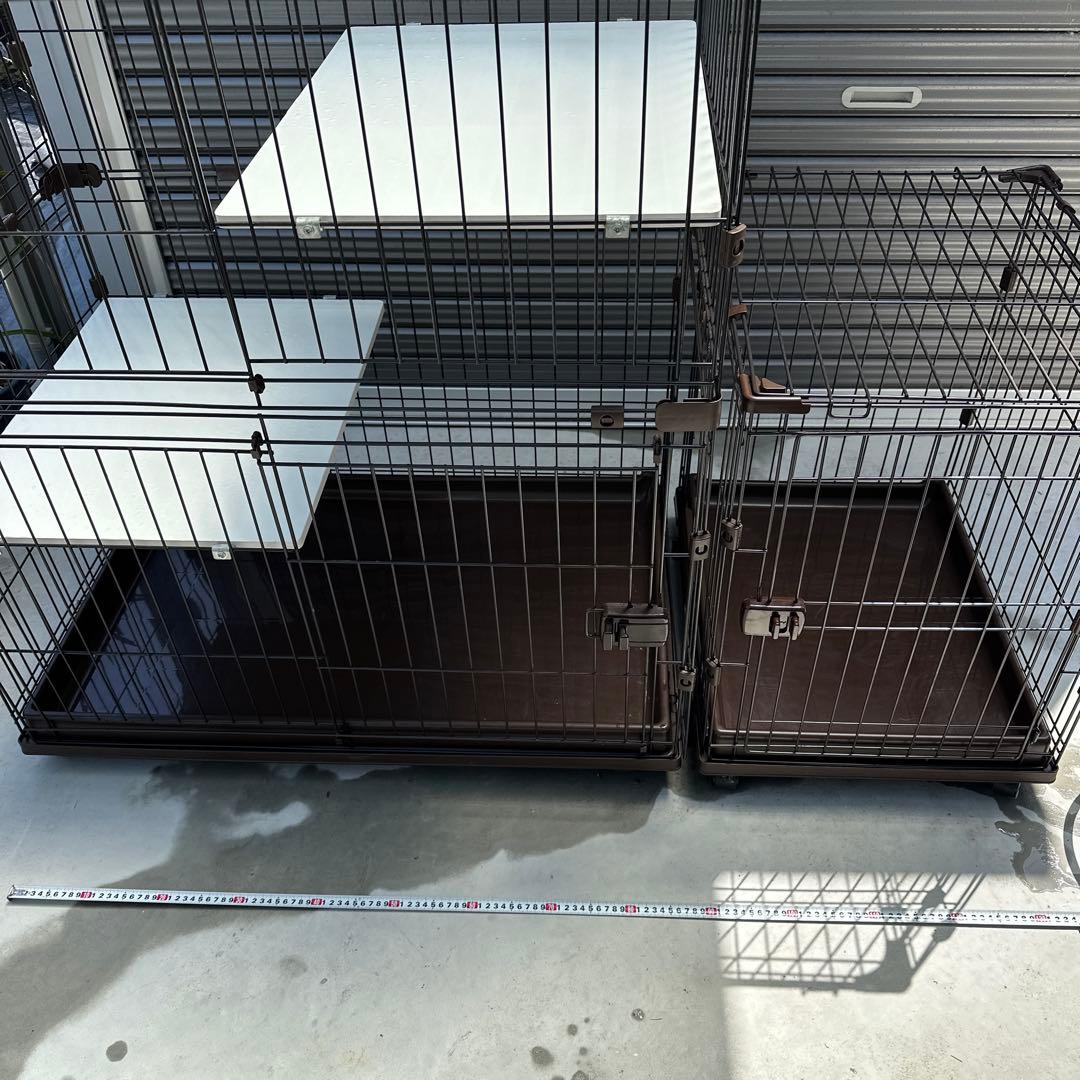 ブラウンキャットケージ 2段棚付き