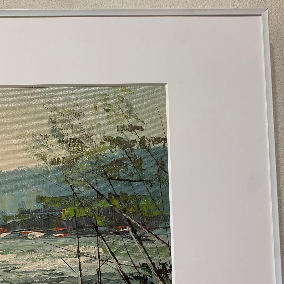 絵画　油彩肉筆画　真作　府川誠『海辺』