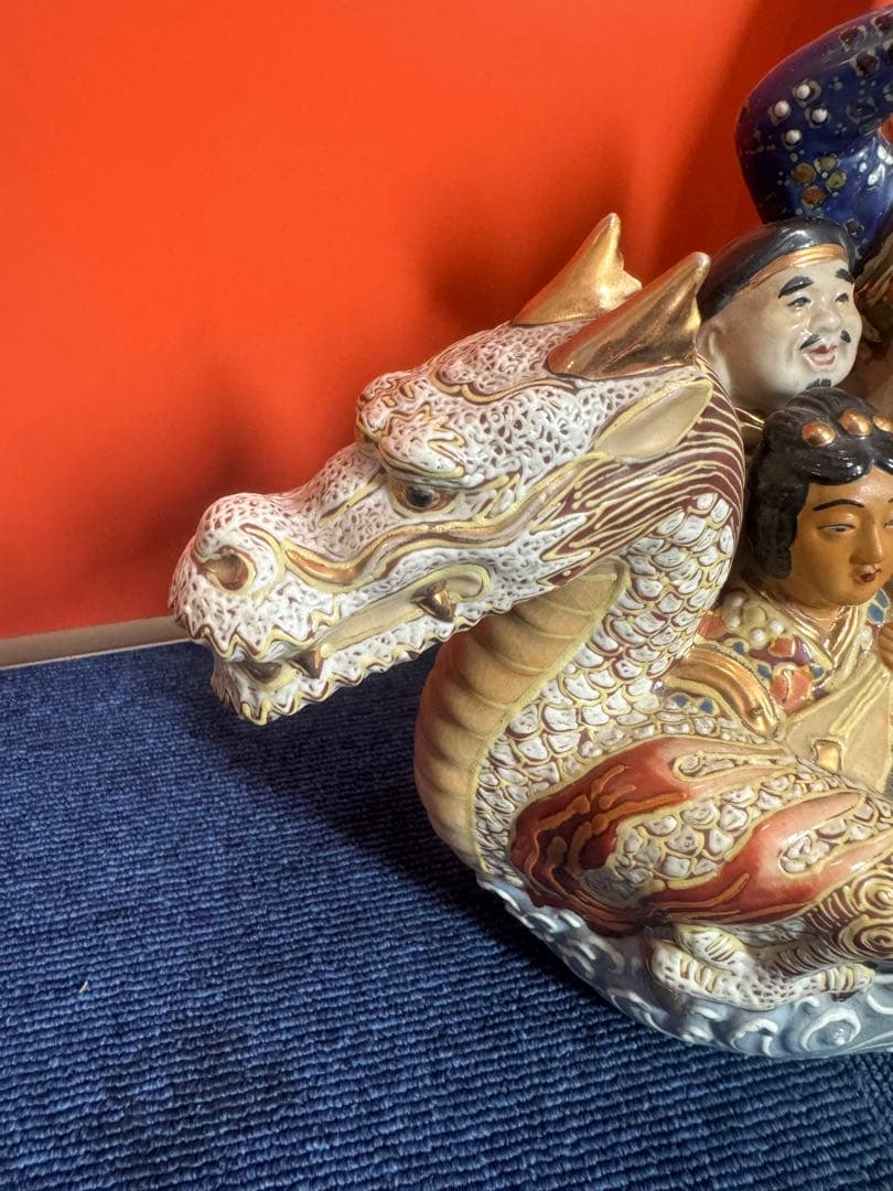 1816 九谷焼　七福神　宝船　縁起物　商売繁盛　置物　時代物