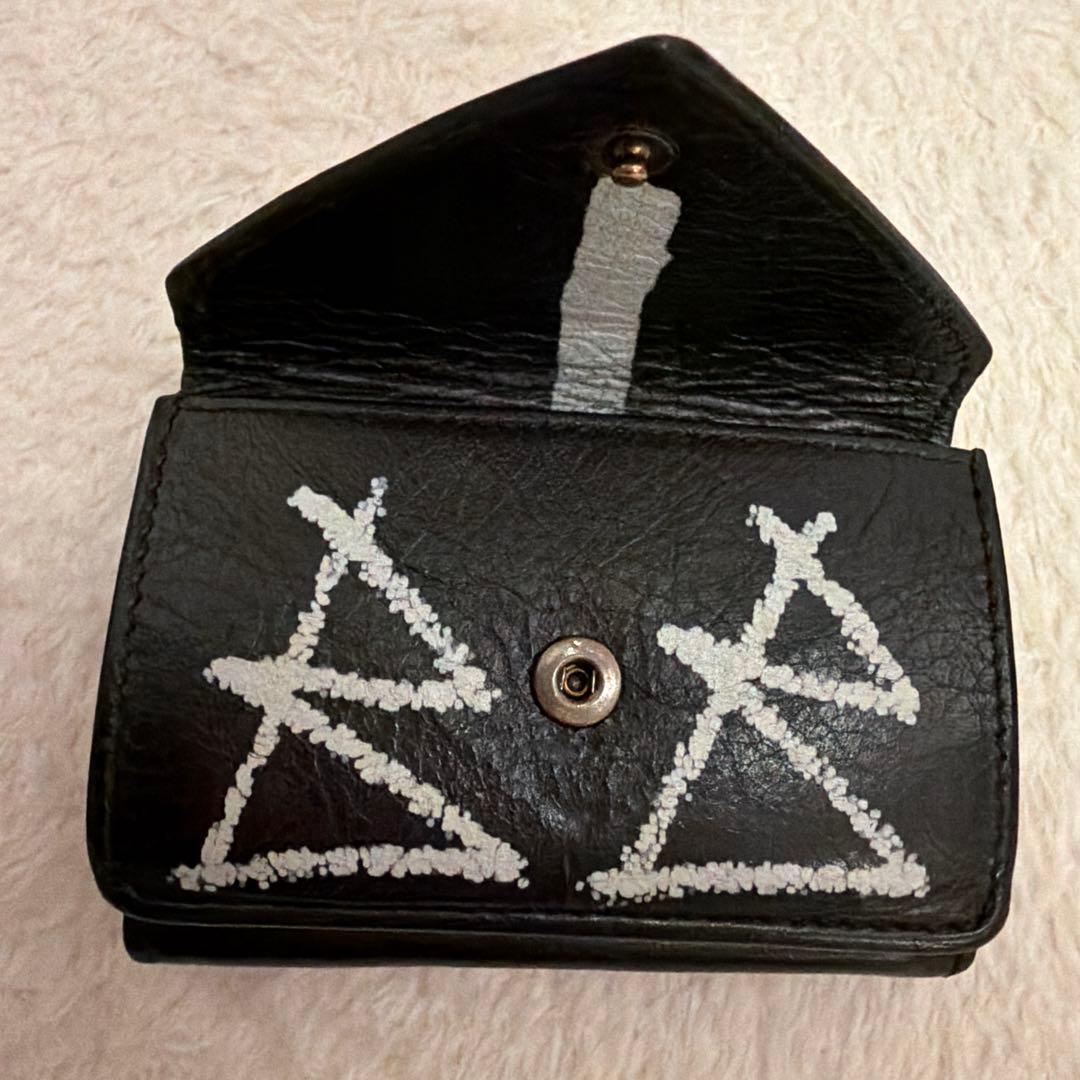 バレンシアガ ペーパーミニウォレット /グラフィティ 三つ折り財布 レザー 黒