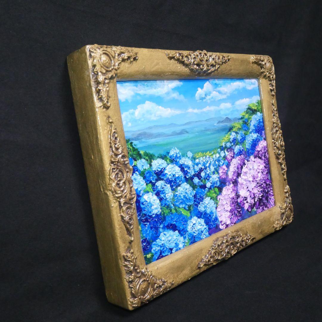 油絵 油彩 油彩画 絵画 絵【紫雲出山の紫陽花】