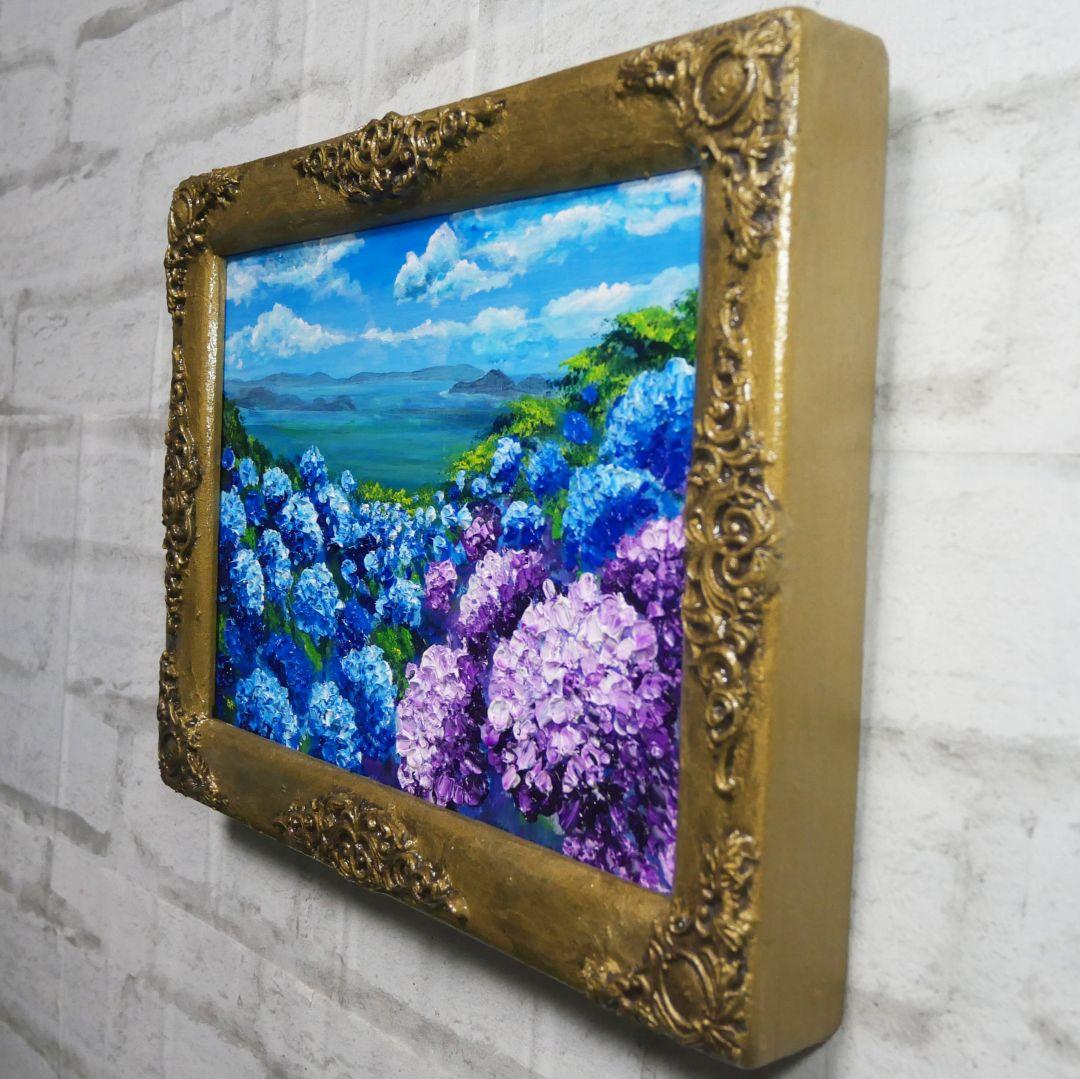 油絵 油彩 油彩画 絵画 絵【紫雲出山の紫陽花】