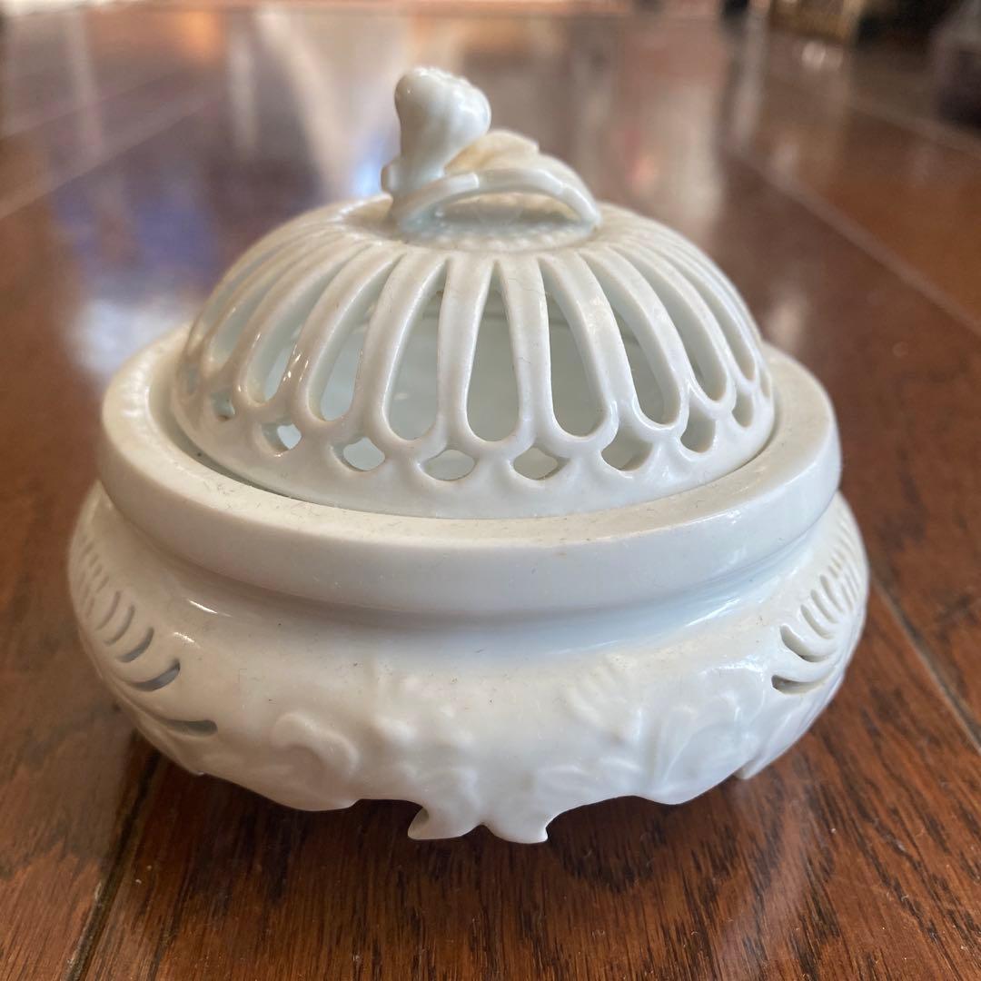 香炉 杉原一壺 有田焼 透かし 唐草 白磁 三脚香炉 初釜茶道具 茶道