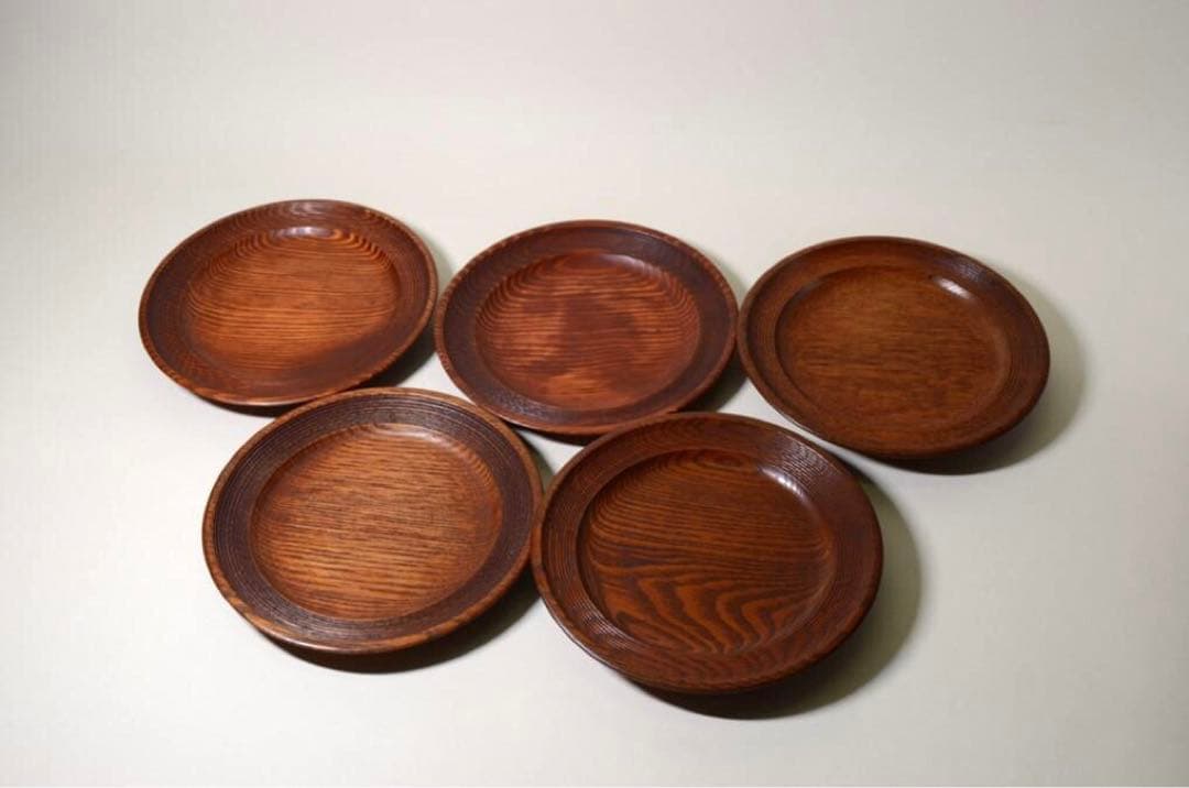 昭和時代　作家　木皿　団子皿　菓子皿　銘々皿　１０枚組　アンティーク b