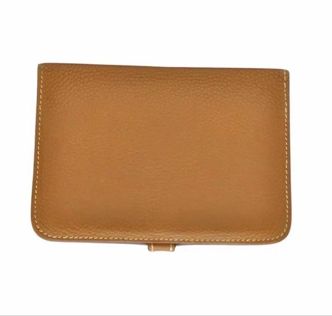 HERMES 美品 ドゴン コンパクト ゴールド 二つ折り財布 □I刻印