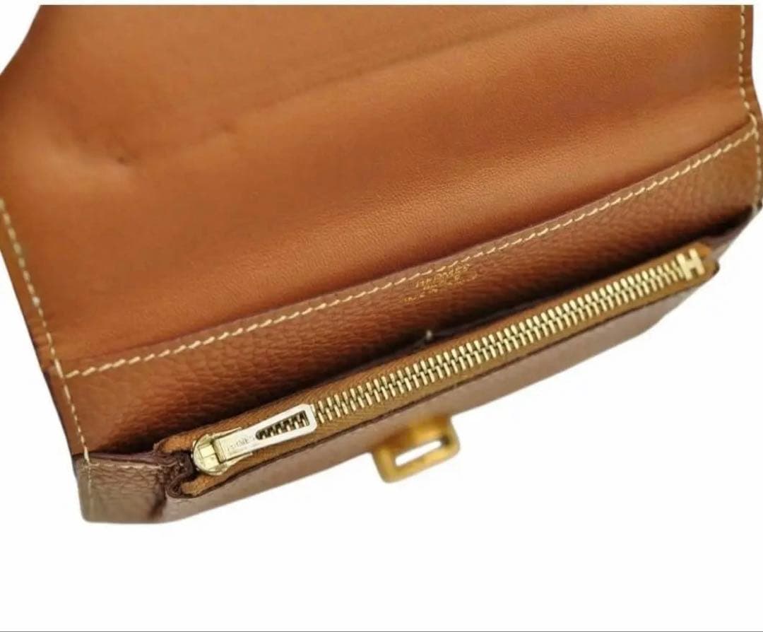 HERMES 美品 ドゴン コンパクト ゴールド 二つ折り財布 □I刻印