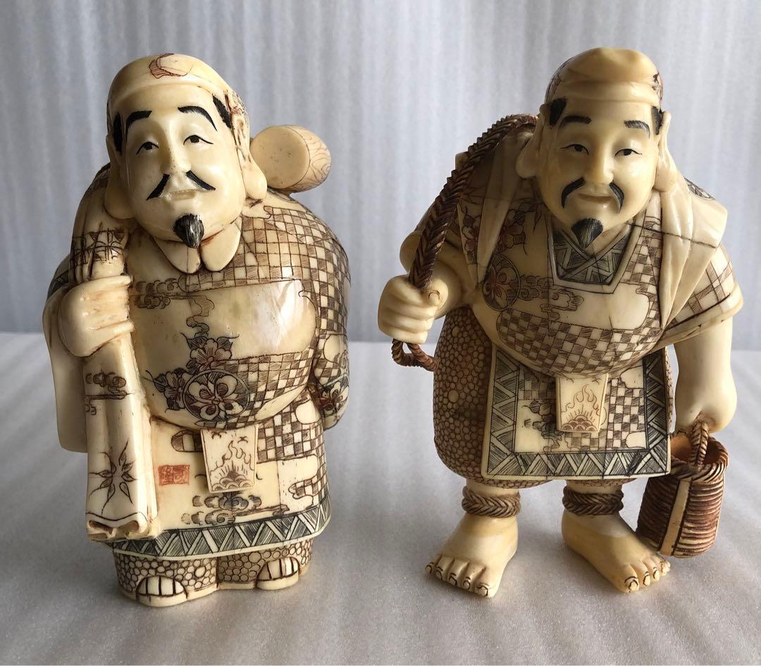 七福神 細密彫刻 時代物 縁起物 開運 置物