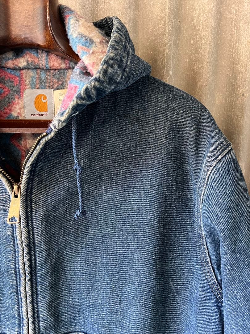 希少carharttカーハートデニムアクティブジャケットM裏ブランケットUSA製