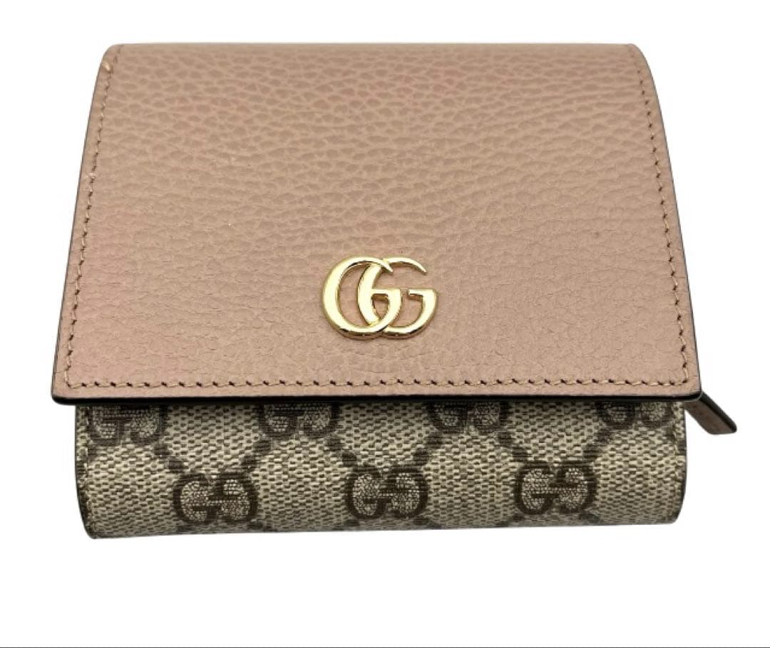 【最終値下げ】GUCCI マーモント　コンパクトウォレット　ダスティピンク　美品
