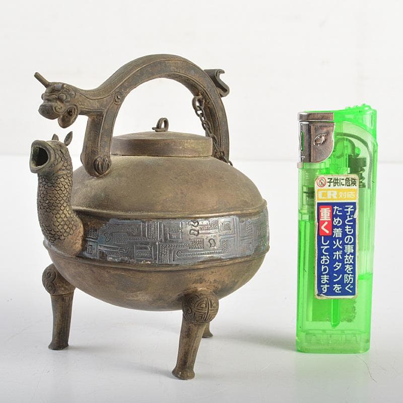 中国　古銅青銅　饕餮文　水注　水滴　M　R7365