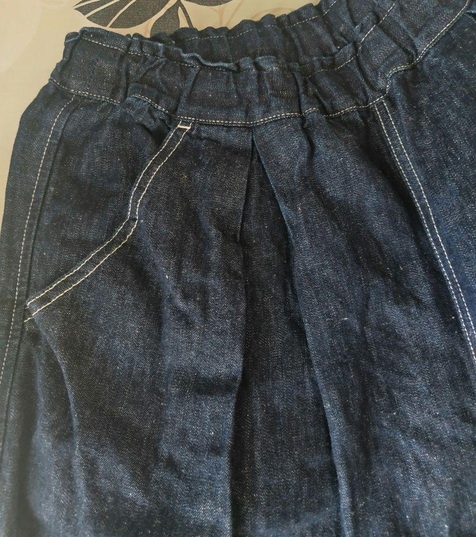 tumugu: ツムグ 綿麻混デニム８分丈パンツ ゆったりシルエット