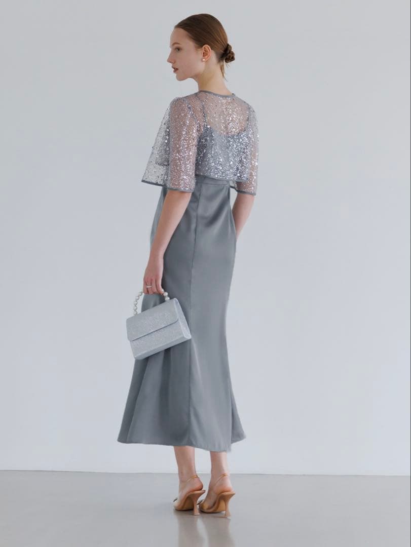 スパンコールビジューボレロマーメイドワンピースドレス結婚式パーティー二次会成人式