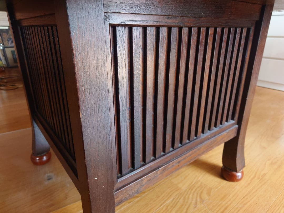 九州民芸家具　火鉢炉付卓子回転台付　ダイニングテーブル　銅製火床　囲炉裏テーブル