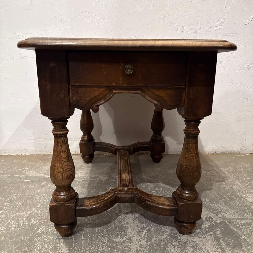 ヴィンテージ　木製サイドテーブル　引き出し付き