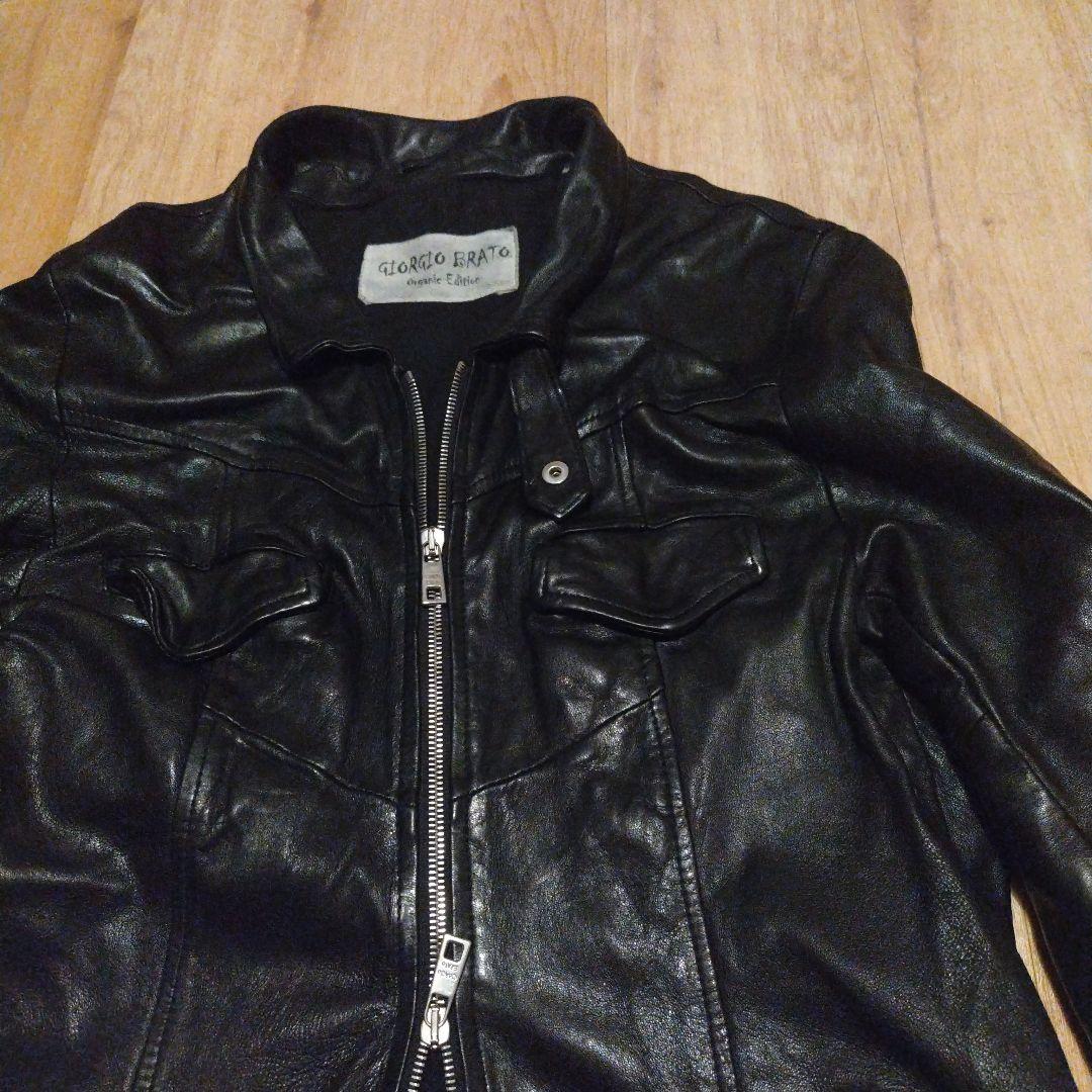 ピーター　giorgio brat　ラムスキン　ダブルジップレザージャケ