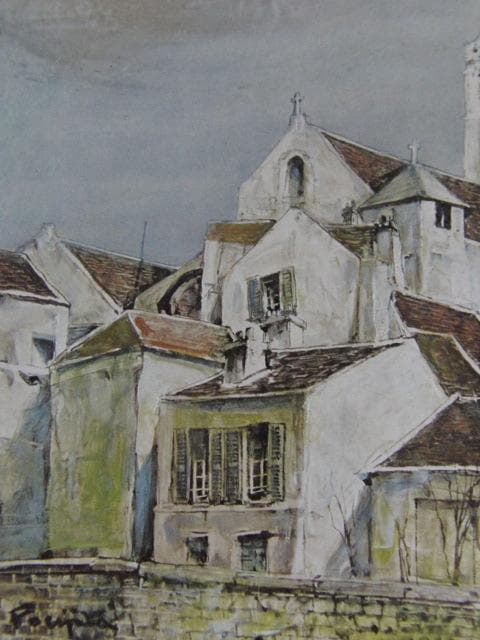 藤田嗣治、【風景】、希少な限定額装用画集画、新品高級額 額装付、状態良好