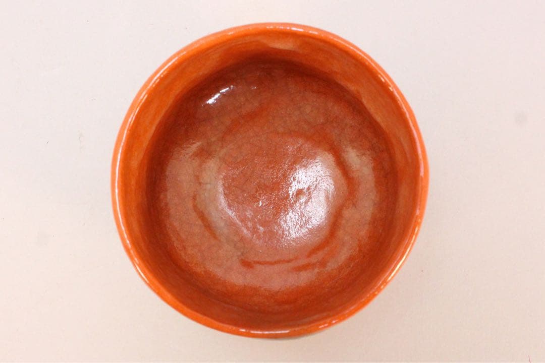 No5039 園部玄哉 造　赤茶碗　陶印有　共箱/共布　栞付　茶道具　送料無料