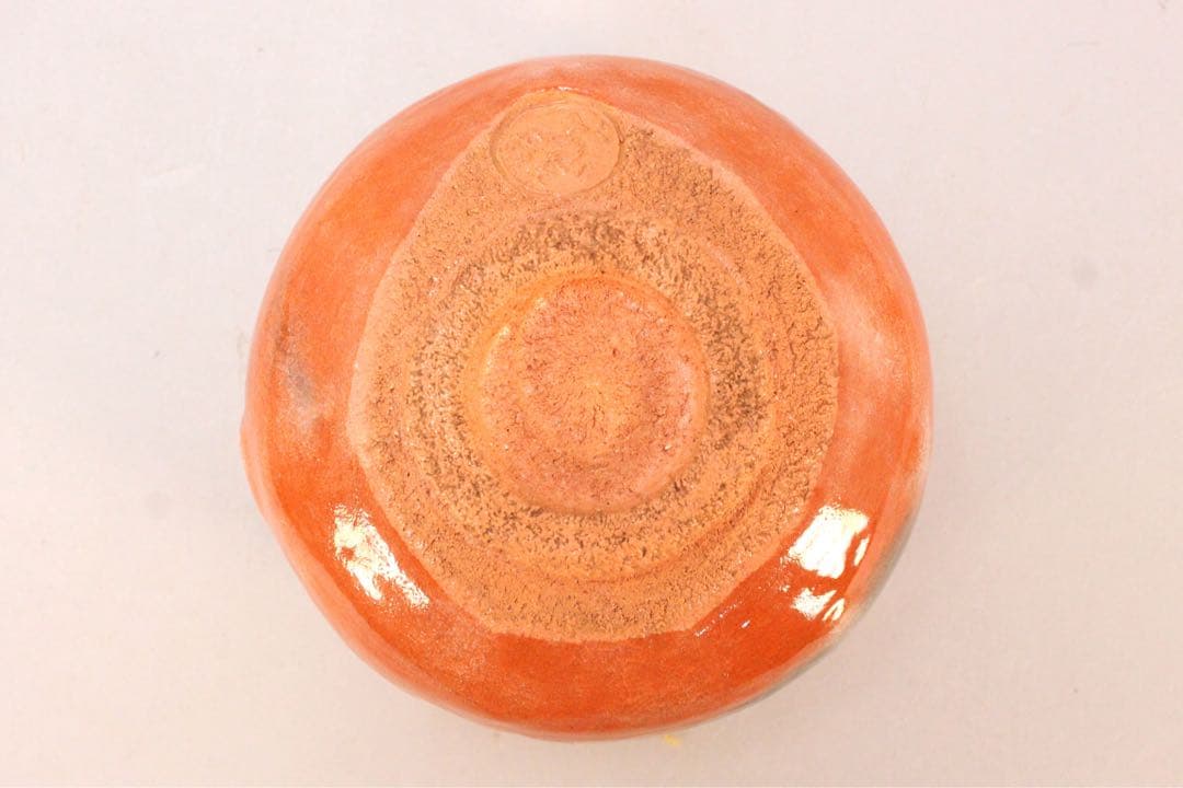 No5039 園部玄哉 造　赤茶碗　陶印有　共箱/共布　栞付　茶道具　送料無料