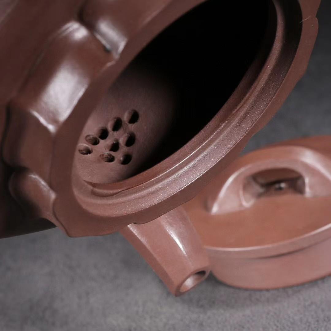 中国古美術・六方紫砂壺・底款：武陵の芸人・宜興原鉱・赤泥急須・茶壺・茶道具・置物