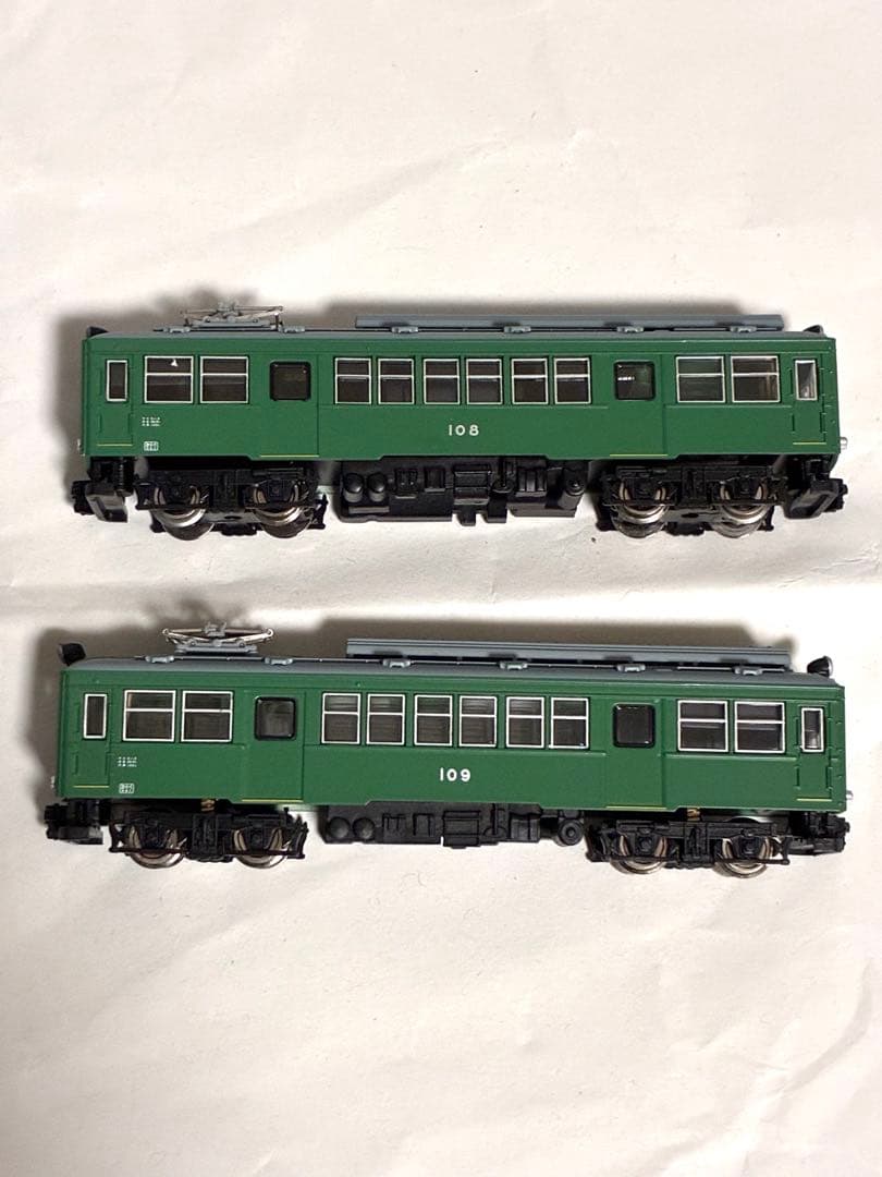 箱根登山鉄道モハ2形 \"緑塗装\"(2輌セット)モデモ　ライト点灯動力動作確認済