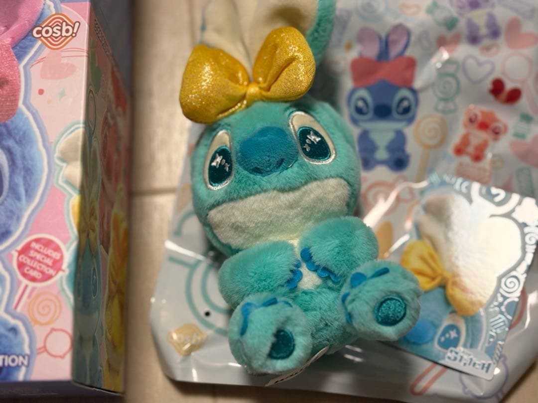 ディズニー　コスビ　COSBI スティッチ　キーチェーン　ターコイズブルー
