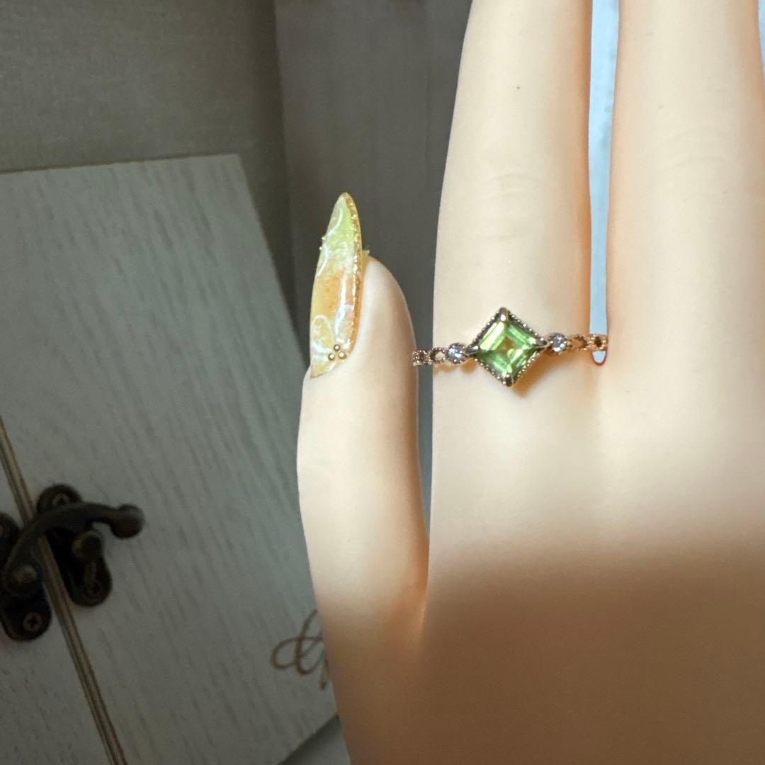 ⭐️本日限定価格！K10 ♡ ペリドット スクエアリング 約13.5号