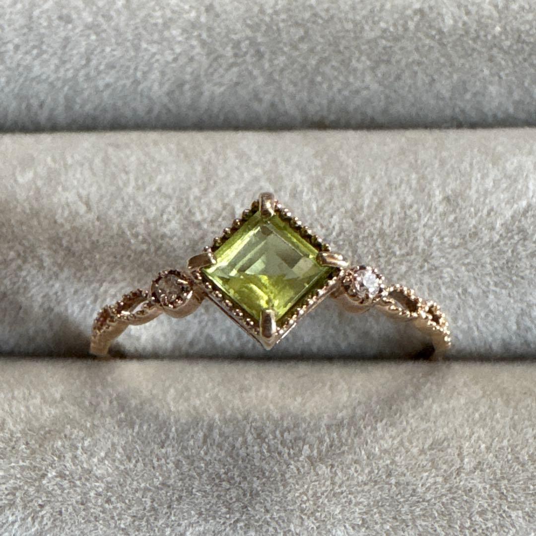 ⭐️本日限定価格！K10 ♡ ペリドット スクエアリング 約13.5号