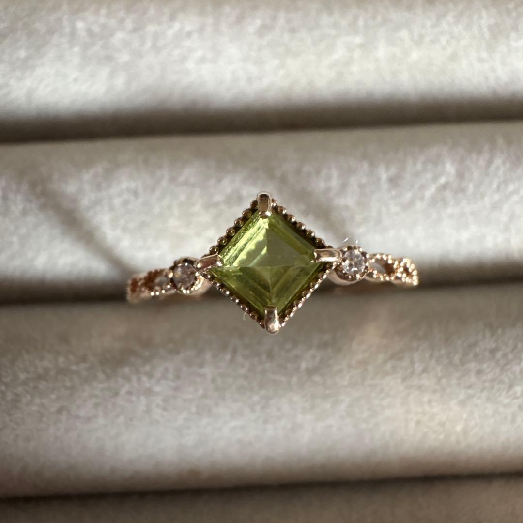 ⭐️本日限定価格！K10 ♡ ペリドット スクエアリング 約13.5号