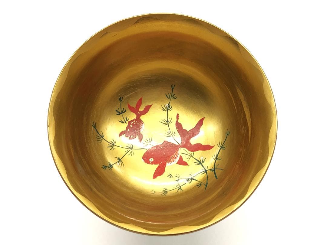 【 里帰り杯洗 】　金魚図　２客対　明治漆器