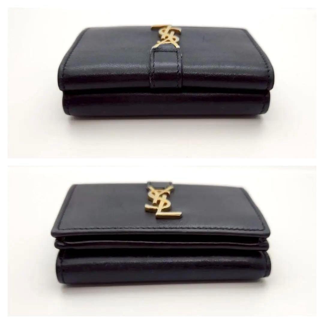 極美品 サンローラン 三つ折財布 オリガミ タイニウォレット レザー ブラッ ク