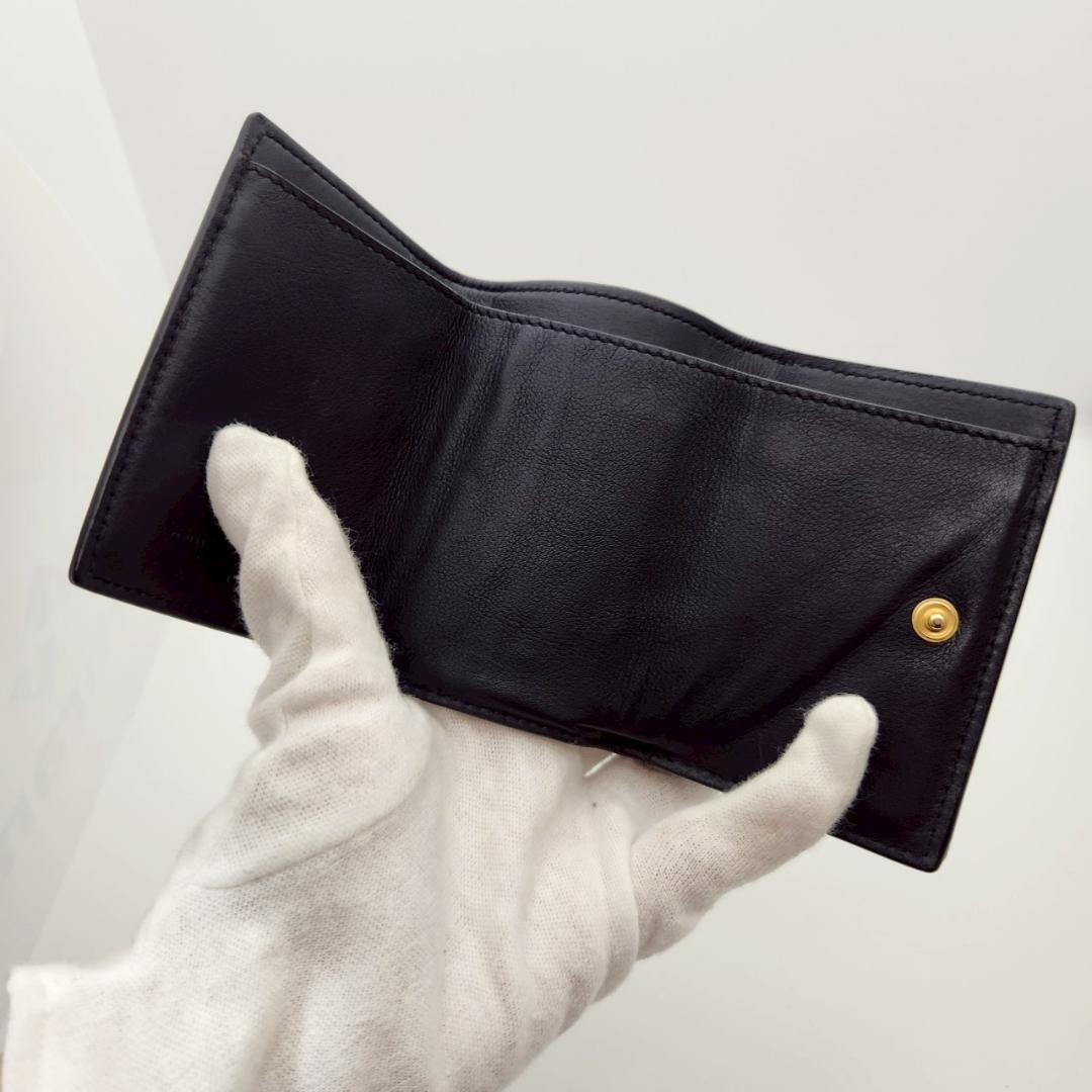 極美品 サンローラン 三つ折財布 オリガミ タイニウォレット レザー ブラッ ク