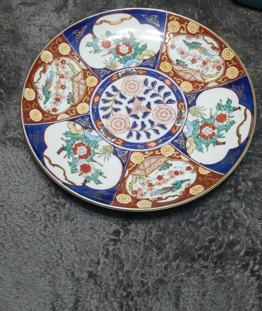 金襴手　古伊万里　有田焼　秀峰作　陶印いり直径31おおざら