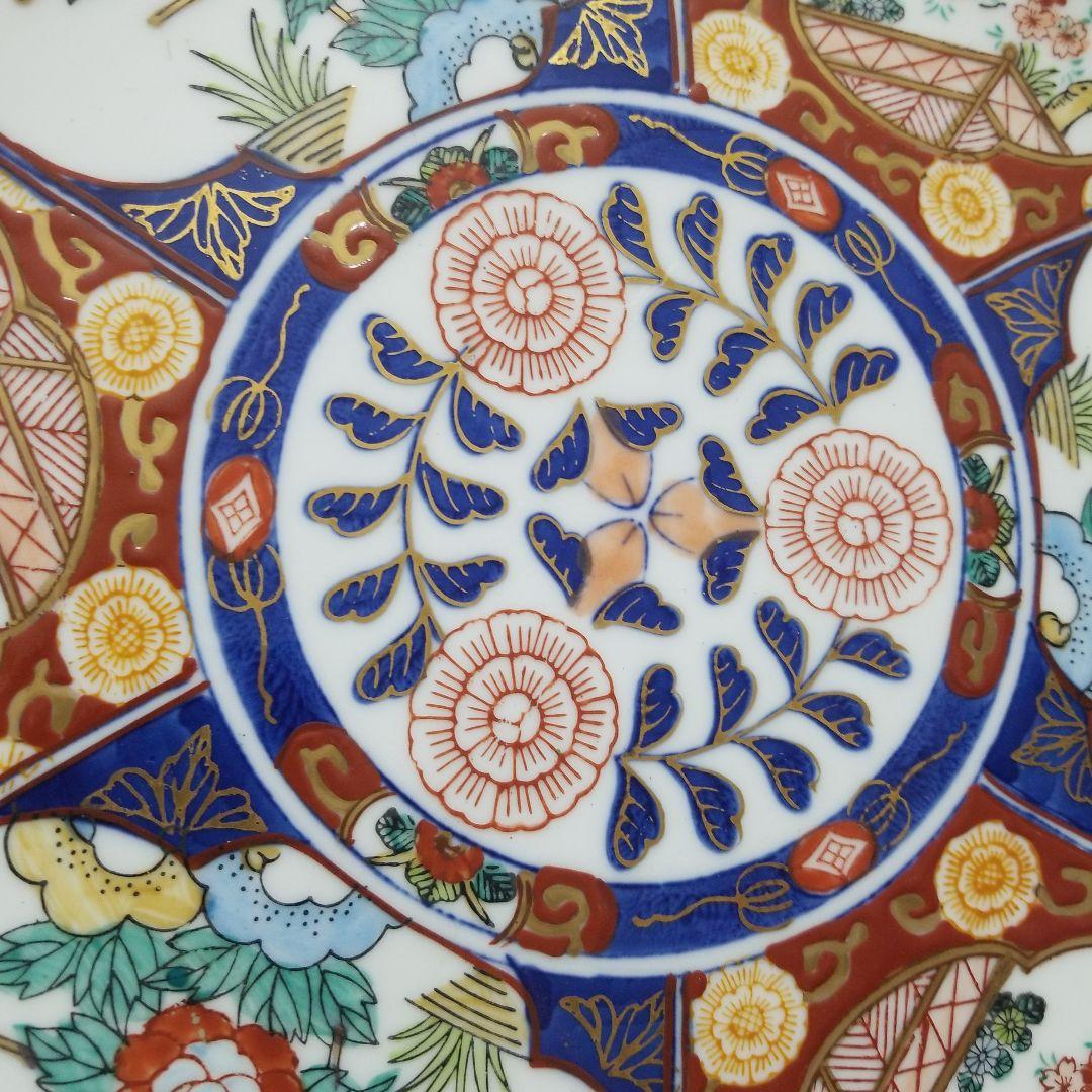 金襴手　古伊万里　有田焼　秀峰作　陶印いり直径31おおざら