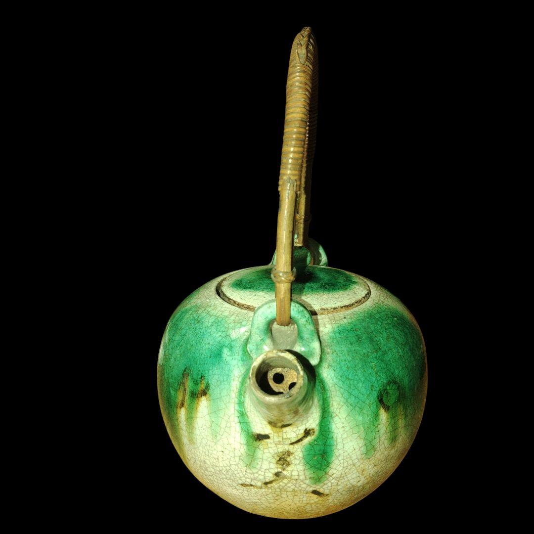 清水六兵衛　織部釉急須　土瓶　茶道具