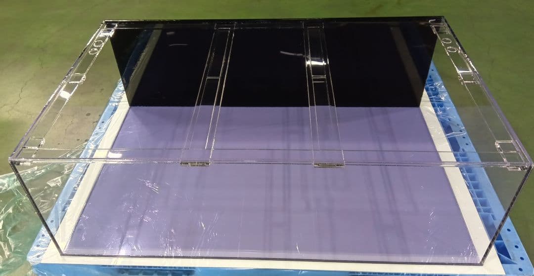 アクリル水槽 背黒 底透明青 W120 D70 H40 ワンオフ 佐川急便発送