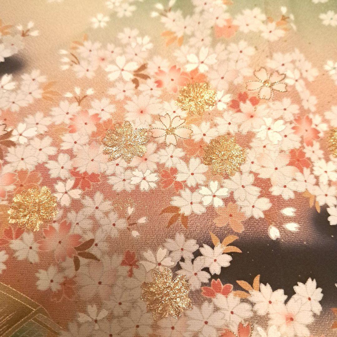 美品❇️作家物手描友禅　金彩駒刺繍　 黒留め袖 　５つ紋　6点フルセット