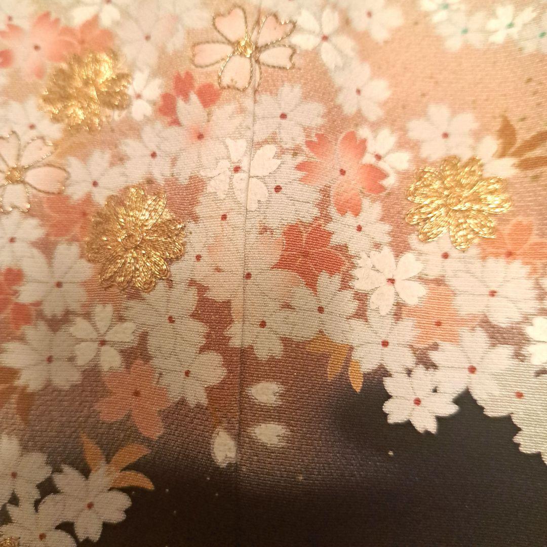 美品❇️作家物手描友禅　金彩駒刺繍　 黒留め袖 　５つ紋　6点フルセット
