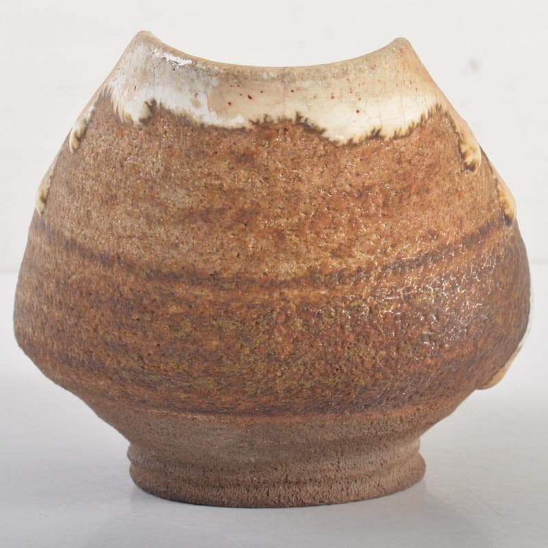 唐津焼　古唐津　釉垂れ　手びねり　変形碗　時代箱付　C　R6652