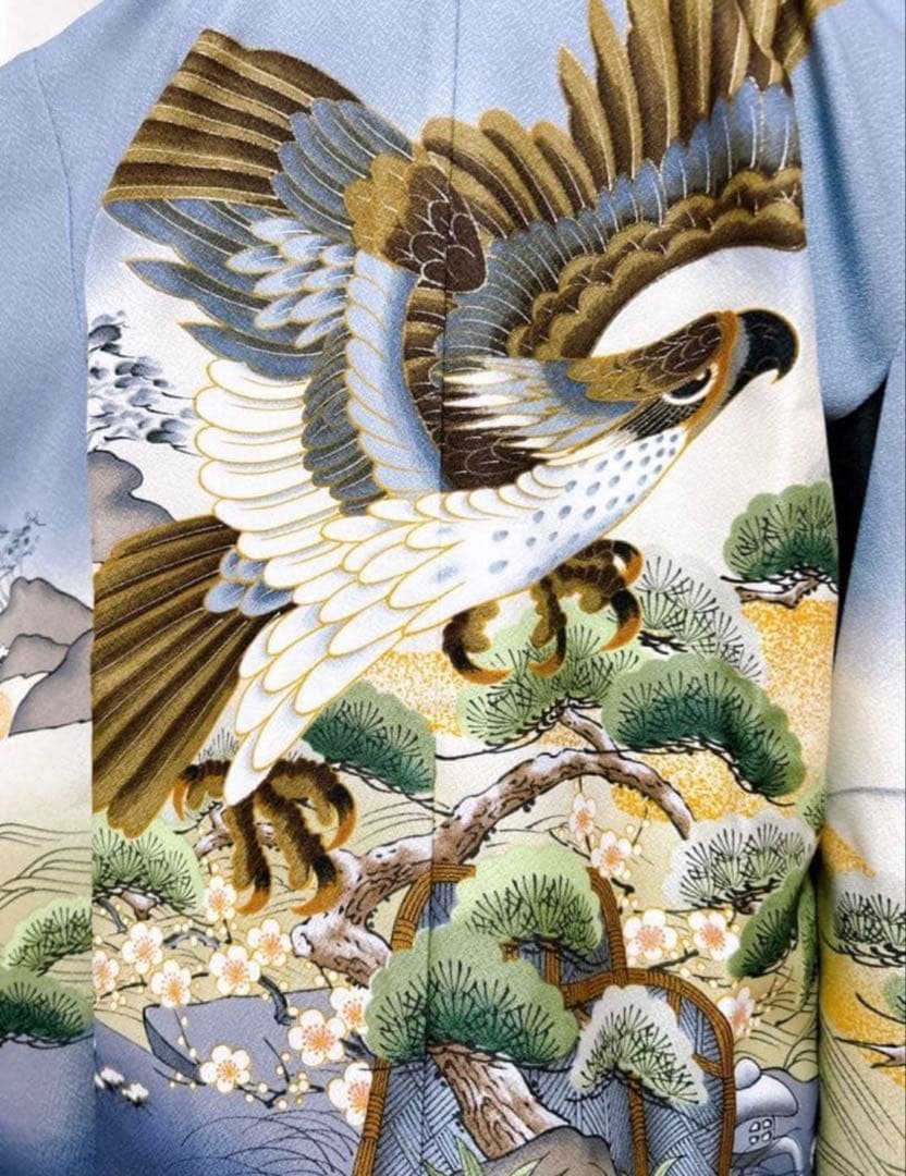 5歳用　縦縞袴　七五三　5歳　男の子　フルセット　一式　グレー系　鷹