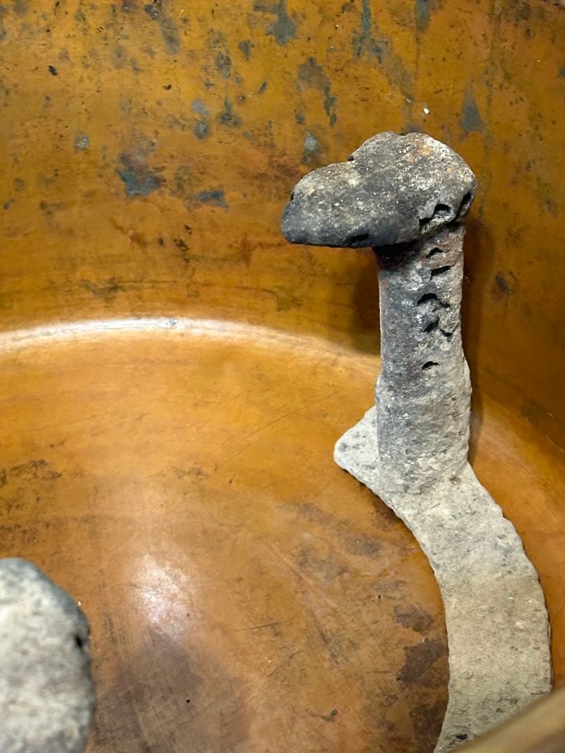 骨董火鉢囲炉裏テーブル　セット　レトロ ちゃぶ台 鉄五徳木灰付き