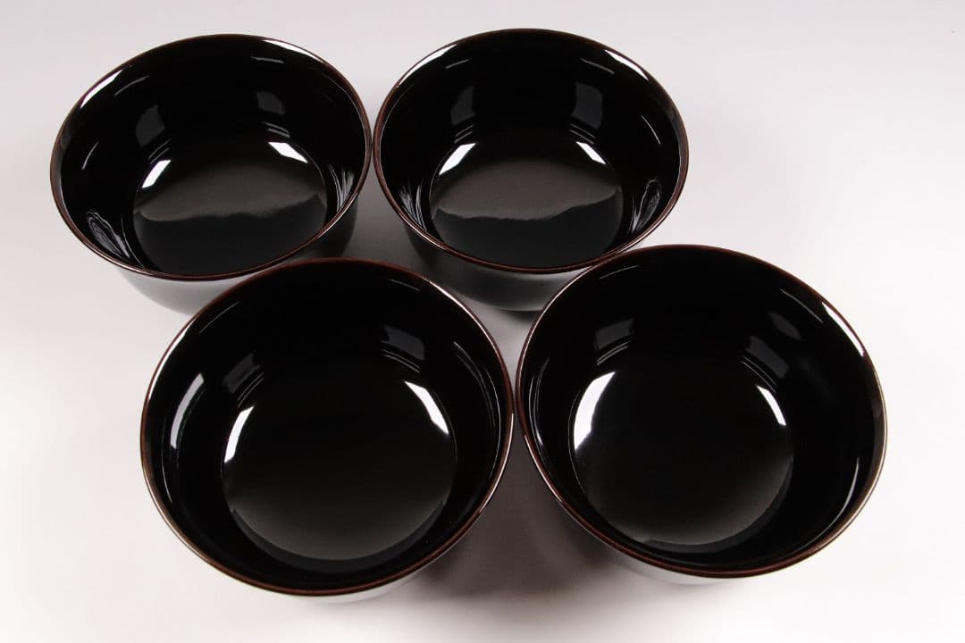 CK82 塗師 辻石斎 盃蓋吸物椀 四客 朱塗 黒塗 波に鳥 金蒔絵 木製漆器