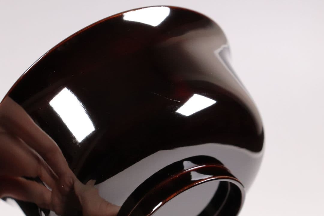 CK82 塗師 辻石斎 盃蓋吸物椀 四客 朱塗 黒塗 波に鳥 金蒔絵 木製漆器