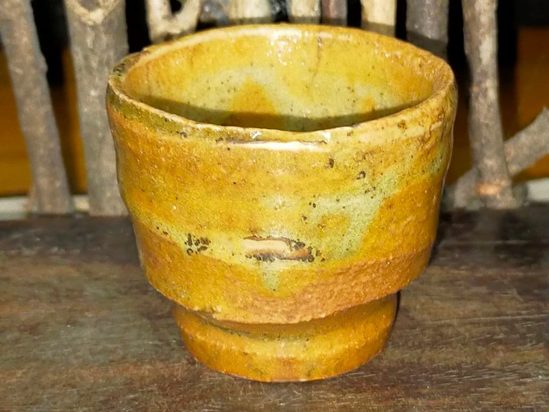 ♥未使用♥　各務周海　灰釉　ぐい呑み　桐箱付き　ぐい飲み　骨董　古玩