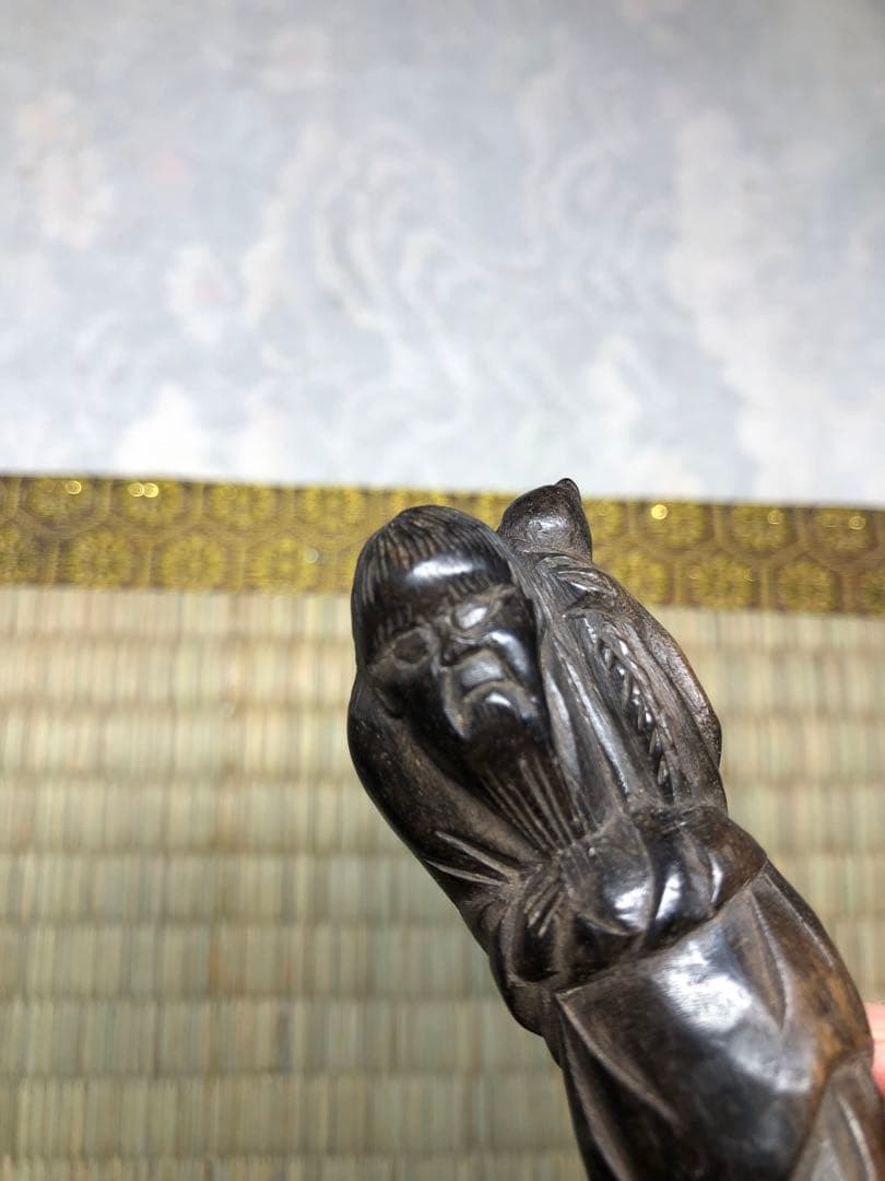 明治時代根付、仙人沉香 木彫