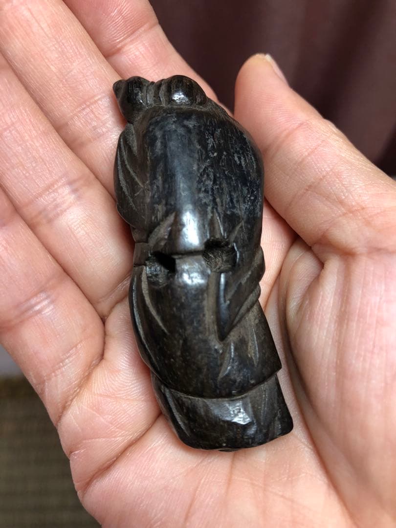 明治時代根付、仙人沉香 木彫