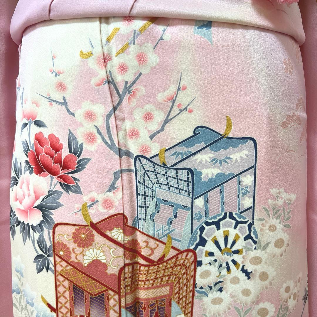 392 振袖フルセット 正絹 薄桃 薄紫 白 ピンク ラベンダー 金彩 暈し染め