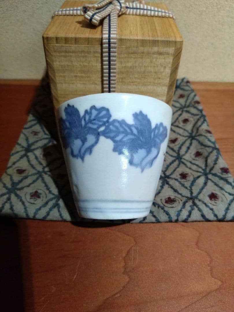 古伊万里 こんにゃく印判 大根と蕪 猪口 古印判 蒟蒻印判 民藝