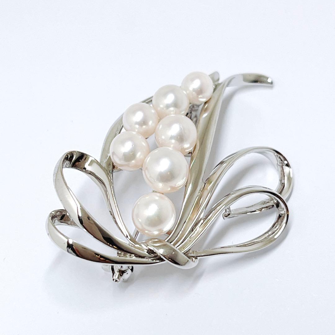 極美品✨MIKIMOTO ミキモト パール　ブローチ　　リボン　フラワー